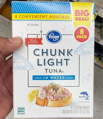 Kroger Chunk Light Tuna in Water Pouch Big Deal 8 Pouches