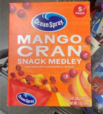 Ocean Spray® Mango Cran™ Snack Medley  Dried Fruit Snack  1 Oz Pouch  5 Count