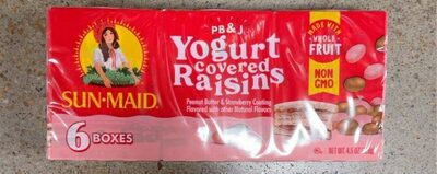 Sun-Maid, Yogurt Covered Raisins, Pb&J, 6 Boxes, 0.75 Oz (21 G) Each