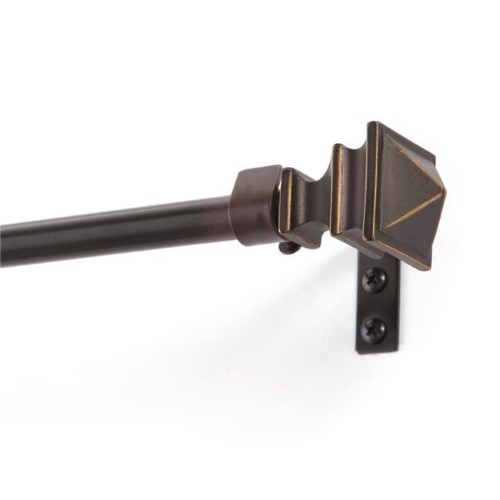 32-1021-6ORB 36-72 in. Painted Oil Rubbed Bronze Finish Single Rod Window Hardware with Stick Mosaic Glass Finial