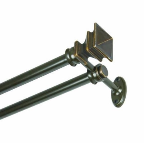 32-1021-9ORB 72-144 in. Painted Oil Rubbed Bronze Finish Double Rod Window Hardware with Stick Mosaic Glass Finial