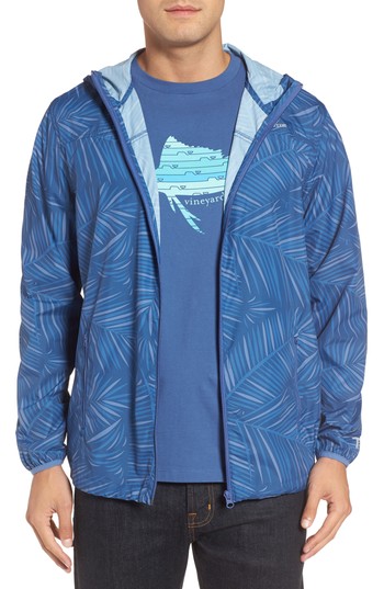 Men's Southern Tide Pelican Peak Full Zip Hooded Jacket, Size Medium - Blue
