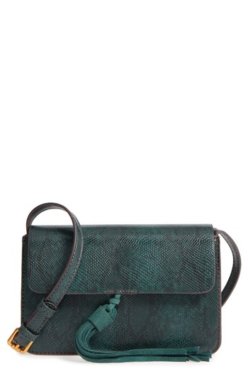 Street Level Snake Embossed Faux Leather Crossbody Bag - Green