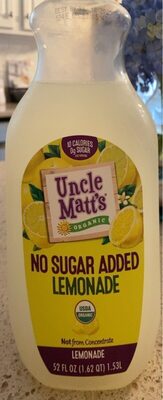 Uncle Matts, Organic Lemonade No Sugar Added, 52 Oz (Case of 6)