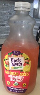Uncle Matts, Organic Strawberry Lemonade No Sugar Added, 52 Oz (Case of 6)