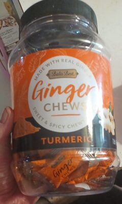 Bali S Best Ginger Chews - Soothing Turmeric Flavor (1lb Jar) 100% Real Ginger & Natural Flavors  Sweet Spicy Chewy Ginger Candies  Great Snacks for S
