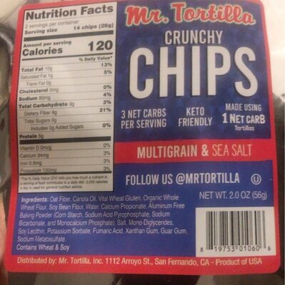 Mr. Tortilla Keto Crunchy Chips - Multigrain & Sea Salt Chips