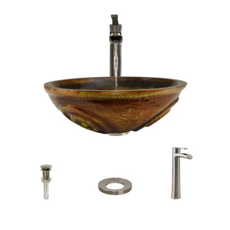 MR Direct 610 Vessel Sink Ensemble with a Brushed Nickel Finish 731 Faucet  Pop-up Drain  and Sink Ring.