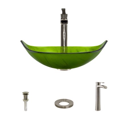MR Direct 609 Vessel Sink Ensemble with a Brushed Nickel Finish 731 Faucet  Pop-up Drain  and Sink Ring.