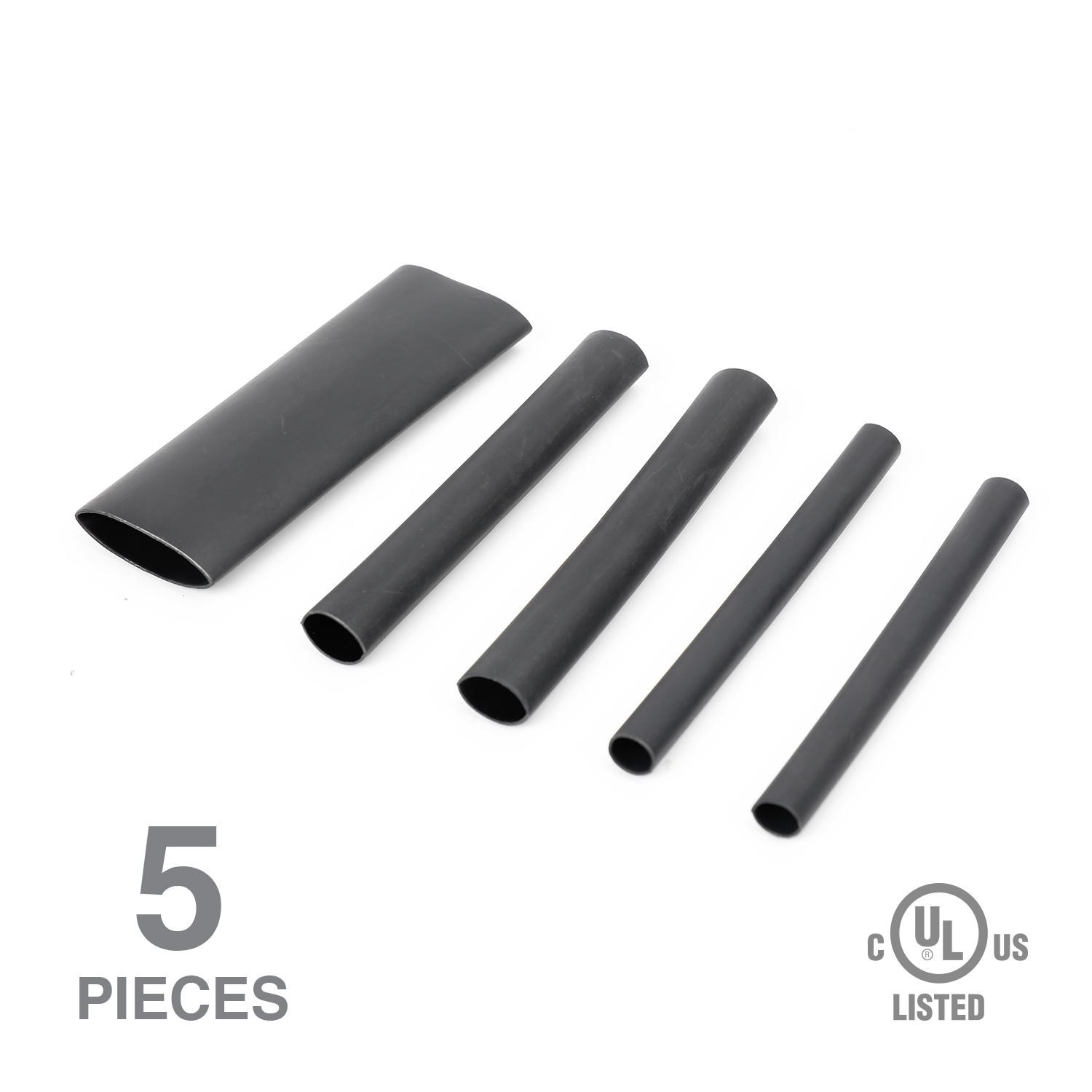 Ever Start 5-Piece Heat Shrink Tubing  Fits 14/10/6 Gauge for Cars and Trucks  Model 5105  Black