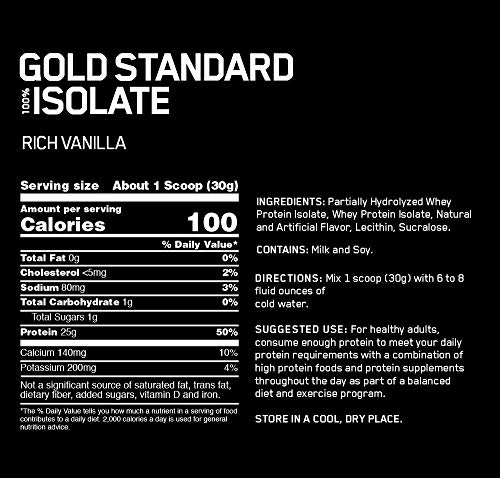 Optimum Nutrition Gold Standard 100% Isolate 3 LB TUB 2019 44 Servings New HYDROLYZED and Ultra Filtered Premium Isolate Protein (Vanilla) thumbnail