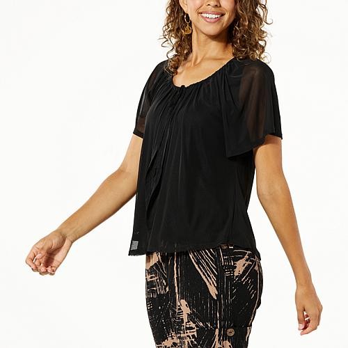 2-piece Tie-Front Shrug and Tank Set - Black - Size Medium