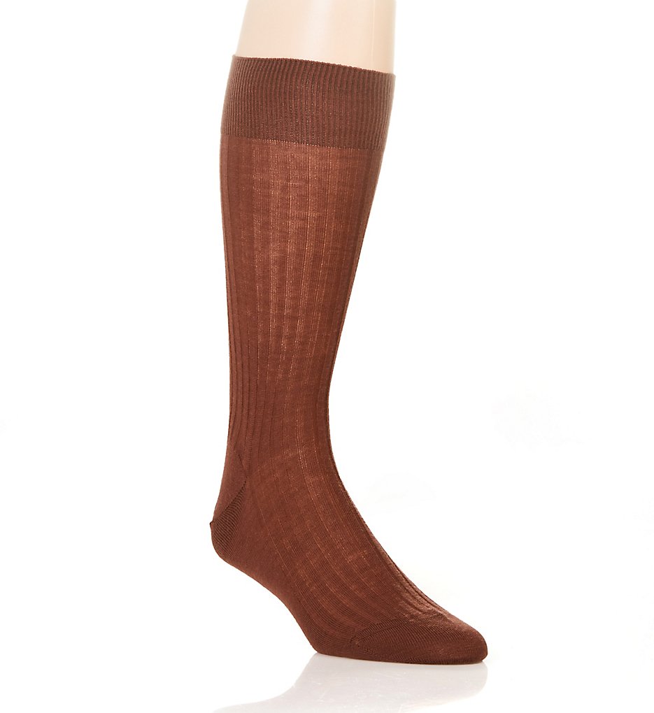 Pantherella Men's Laburnum Merino Wool 5x3 Rib Dress Sock in Beige (5796) | Size Medium | HisRoom.com