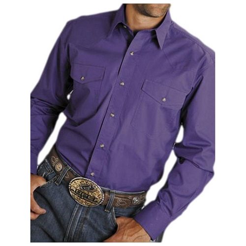 Western Shirt Mens L/S Solid Snap Tall Grape 03-001-0765-1067 PU