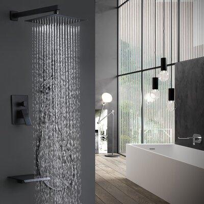 KIKO HOME Tub & Shower Faucet W/ Rough-in Valve in Black, Size 84.0 H X 10.0 W in | Wayfair KK-BB-0049-MB