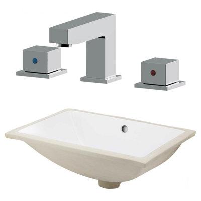 Plumbing N Parts Ceramic Rectangular Undermount Bathroom Sink W/ Faucet & Overflow in White, Size 8.25 H X 20.75 D in | Wayfair PNP-23111