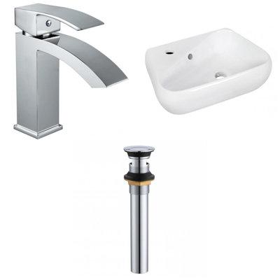 Plumbing N Parts Enamel Glaze Ceramic Rectangular Vessel Bathroom Sink W/ Faucet & Overflow, Size 5.0 H X 17.5 D in | Wayfair PNP-34311