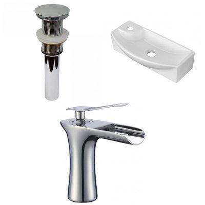 Plumbing N Parts Enamel Glaze Ceramic Rectangular Vessel Bathroom Sink W/ Faucet, Size 4.5 H X 17.75 D in | Wayfair PNP-34312