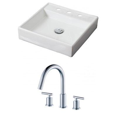 Plumbing N Parts White Ceramic Square Vessel Bathroom Sink W/ Faucet, Size 10.43 H X 17.5 D in | Wayfair PNP-15069