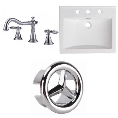 Plumbing N Parts Ceramic Drop-in Bathroom Sink W/ Faucet & Overflow in White, Size 6.5 H X 21.0 D in | Wayfair PNP-24326