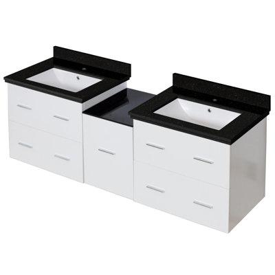 Plumbing N Parts 61.5-in. W Wall Mount Vanity Set-18982 Wood in Black/Brown, Size 22.75 H X 61.5 W X 18.25 D in | Wayfair PNP-18988
