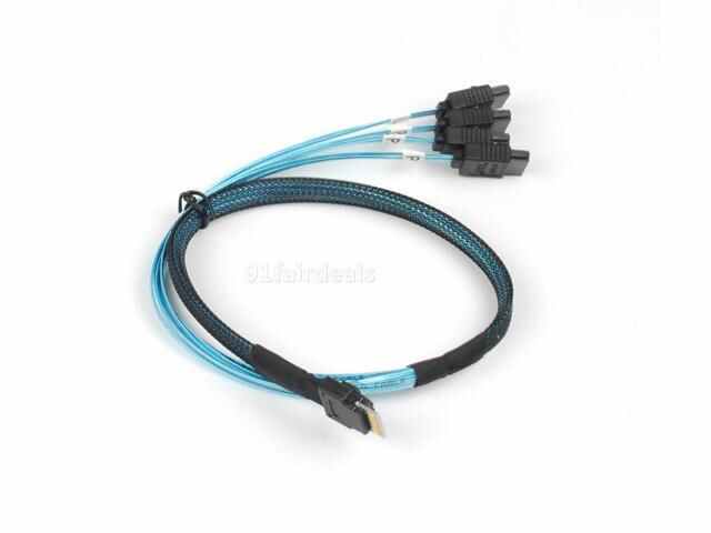 OIAGLH Heretom SAS 4.0 SFF-8654 4i 38pin Host to 4 SATA 7pin Target Hard Disk Cable 50CM
