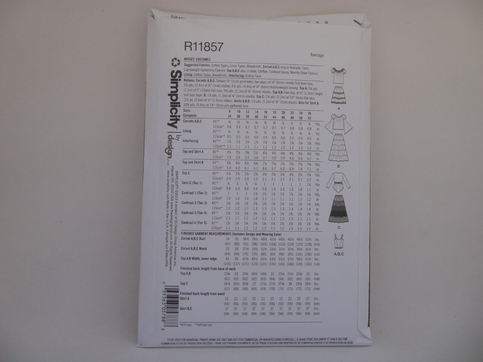 Simplicity 11857 9734 Andrea Schewe Designed Dress Costume Pattern Sz 18-26 thumbnail