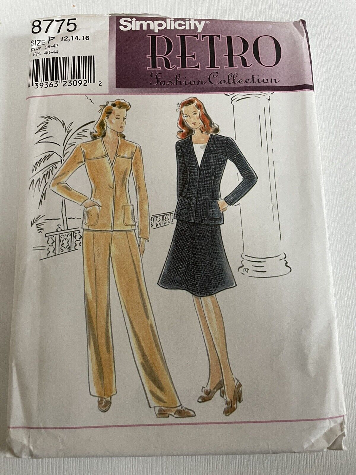Retro Simplicity Pattern 8775 Vintage Suits Jacket Skirt Sizes 12 14 16 UNCUT