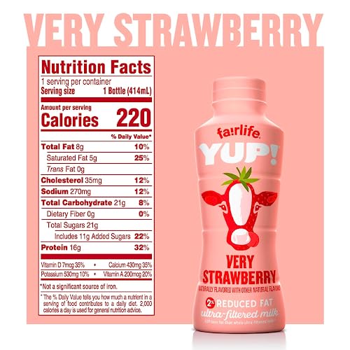 Fairlife YUP! Very Strawberry Flavor 16g Protein - All Natural Flavors, Low Fat Ultra Filtered Milk Rich, 14oz Bottle (Pack of 12) by World Group Pack thumbnail