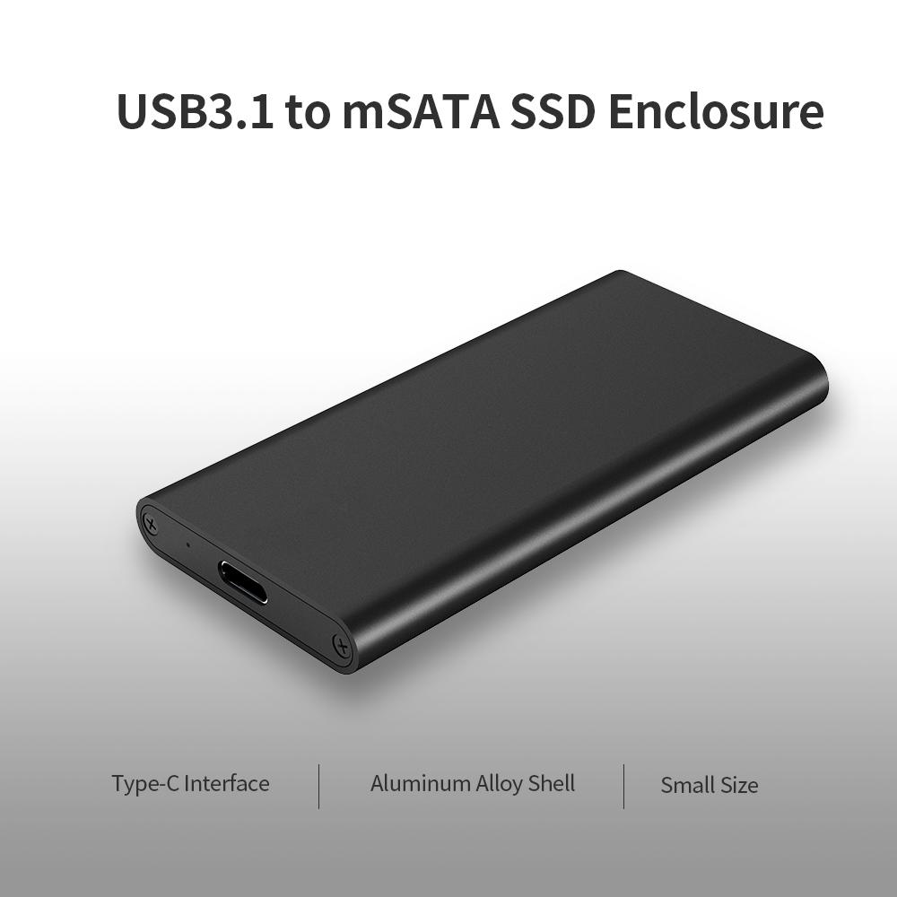 Type-C to MSATA SSD Enclosure Portable MSATA Solid State Drive Box High Speed USB3.1 MSATA   SSD Enclosure Blue