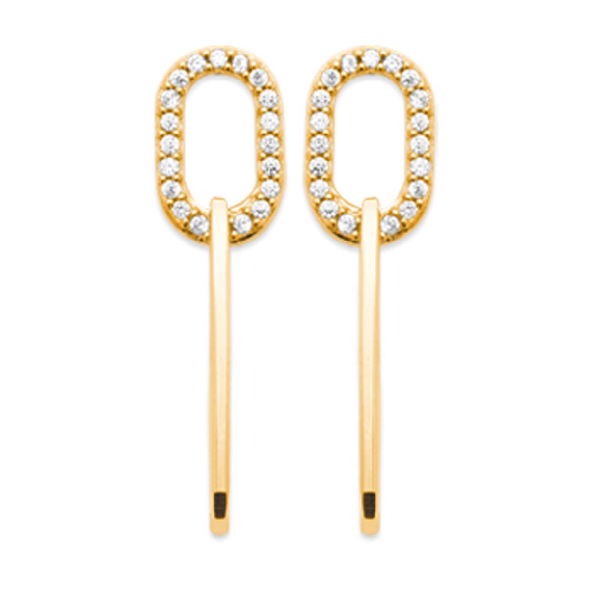 Lily's Treasures [R5796] - Goud-Witte 'Cleopatra' Vergulde Oorbellen - 25x7 Mm (trombone)