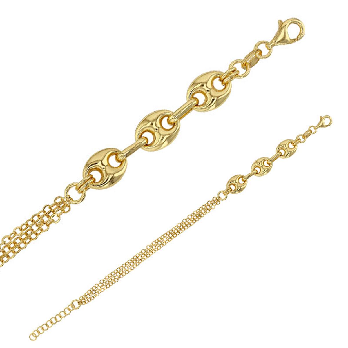 Lily's Treasures [R4973] - Gold Tone Handgemaakte Zilveren 'Coffee Bean' Armband - 12x9 Mm