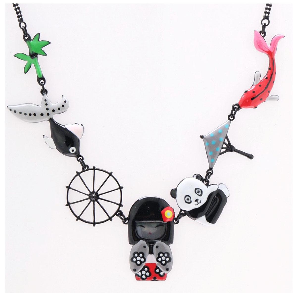 Lily's Treasures [R6229] - 'Lilipoupettes' Designer Ketting (geisha) Veelkleurig - 45x20 Mm