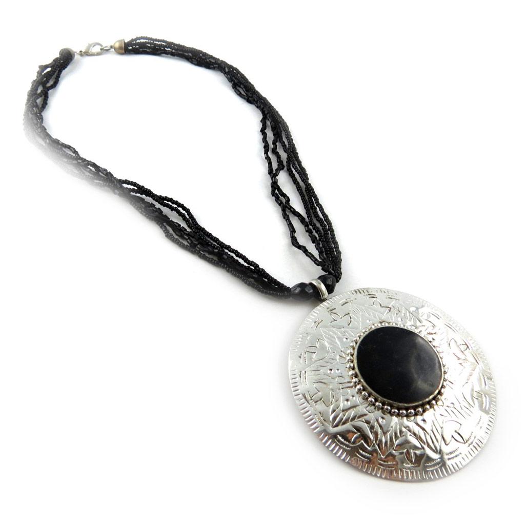 Les Trésors De Lily [B8532] - Silver Black 'Ragini' Necklace