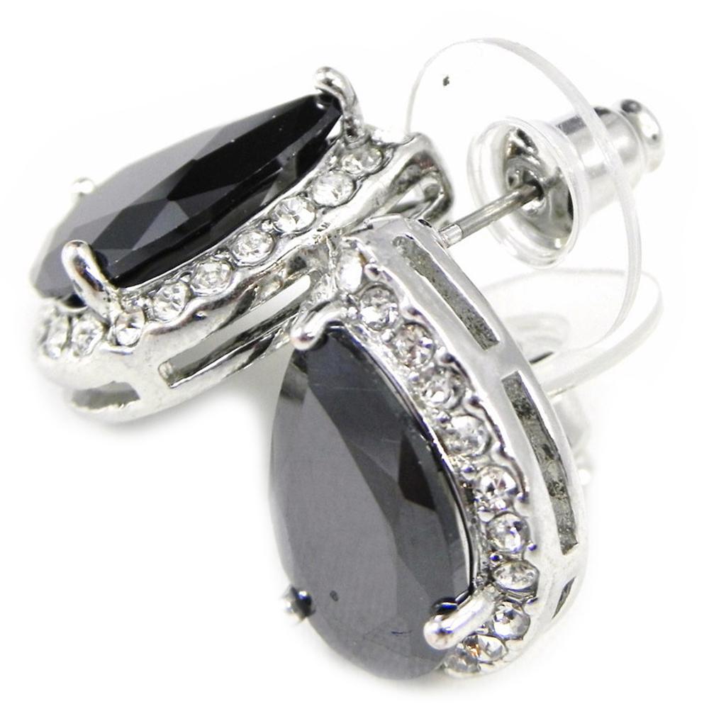 Les Trésors De Lily [G9657] - Boucles Créateur 'Sissi' Zircon Noir - 17x12 Mm