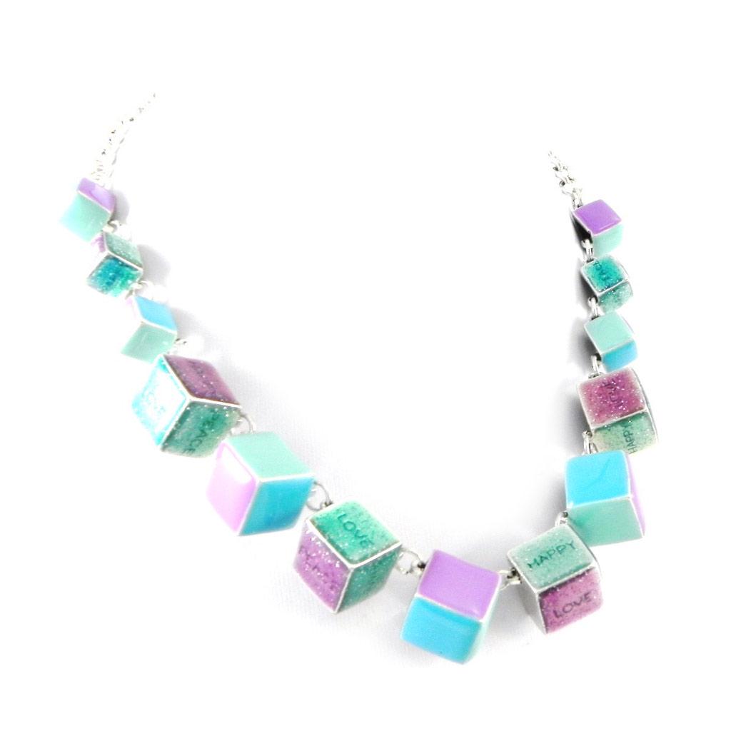 NOA [H4723] - Collier Créateur 'Coloriage' Turquoise Violet