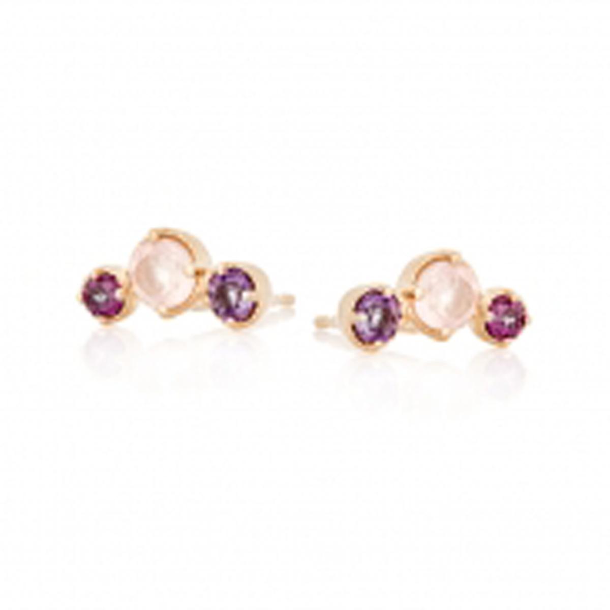 Les Trésors De Lily [R5588] - Boucles D'oreilles Argent 'Meghan' Rose Violet Doré - 10x5 Mm