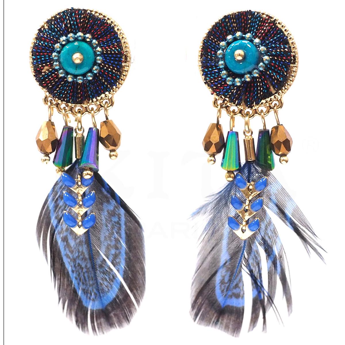 Les Trésors De Lily [Q4964] - Clips Créateur 'Boho' Bleu Doré - 60x20 Mm