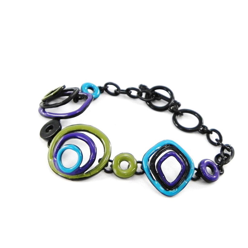 NOA [H8367] - Bracelet Créateur 'Coloriage' Bleu Vert