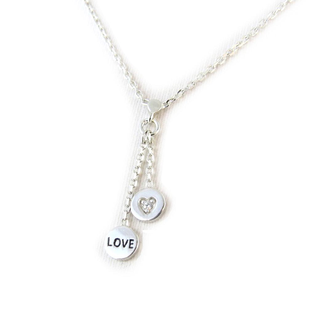 Altesse [N3252] - Collier Argent 'Love' Blanc