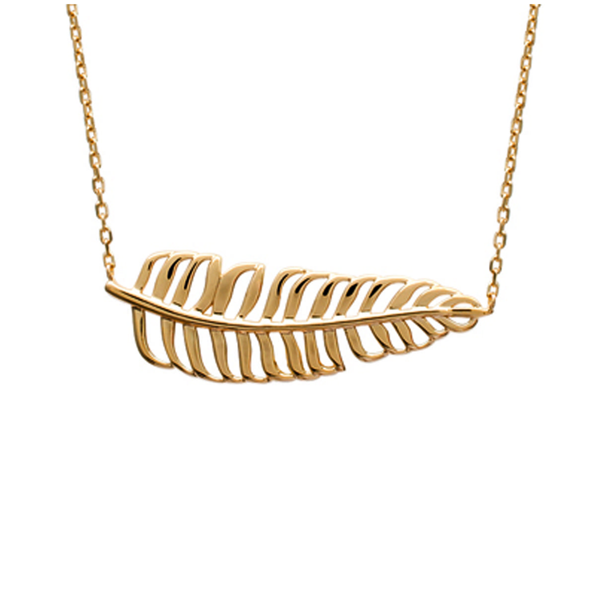 Les Trésors De Lily [N6229] - Collier Plaqué or 'Navajos' Doré (plume) - 38x13 Mm