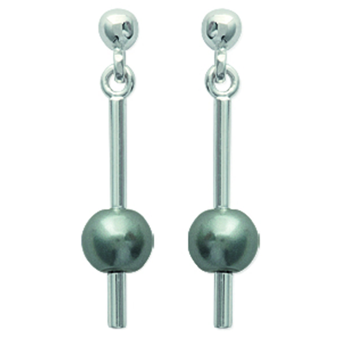 Les Trésors De Lily [J9585] - Boucles Argent 'Perla' Gris Argenté - 18x5 Mm