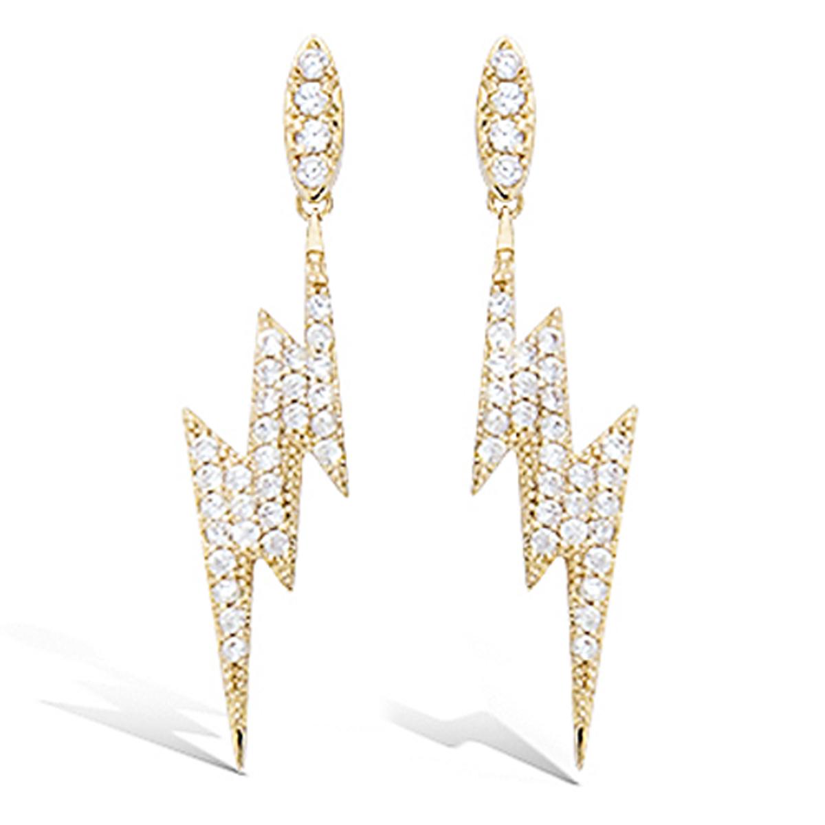 Les Trésors De Lily [L7668] - Gold-plated White 'Eclairs' Gold Plated Earrings - 28x7 Mm