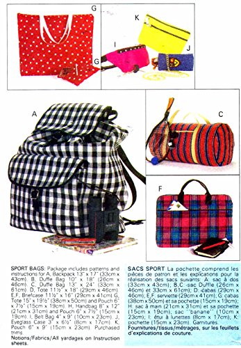 Butterick Sports Bags  Tote Bags  Knapsack  Backpack Sewing Pattern # 6678 thumbnail