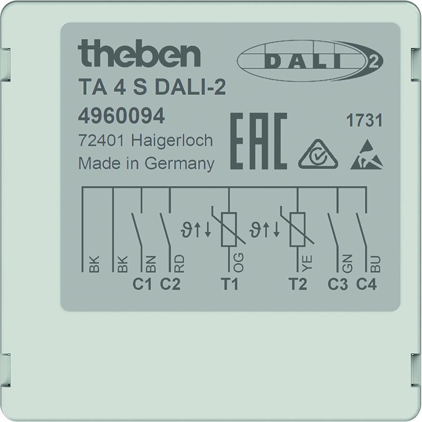 Interface Bouton-poussoir Dali à 4 Voies Theben 4960094