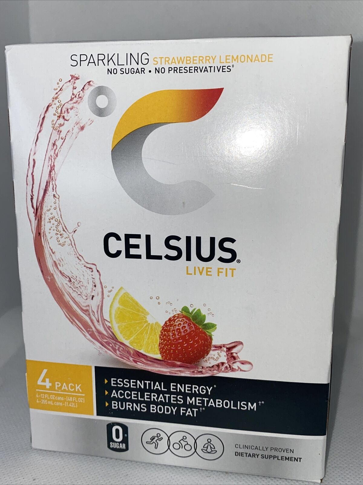CELSIUS Sparkling Strawberry Lemonade  Functional Essential Energy Drink 12 Fl Oz (Pack of 4) thumbnail