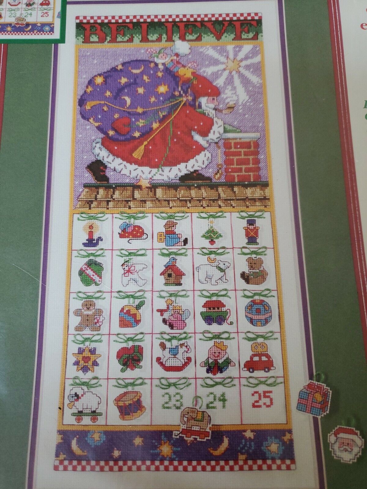 Dimensions Santa BELIEVE ADVENT CALENDAR Cross Stitch Kit Mary Englebreit 8466 thumbnail