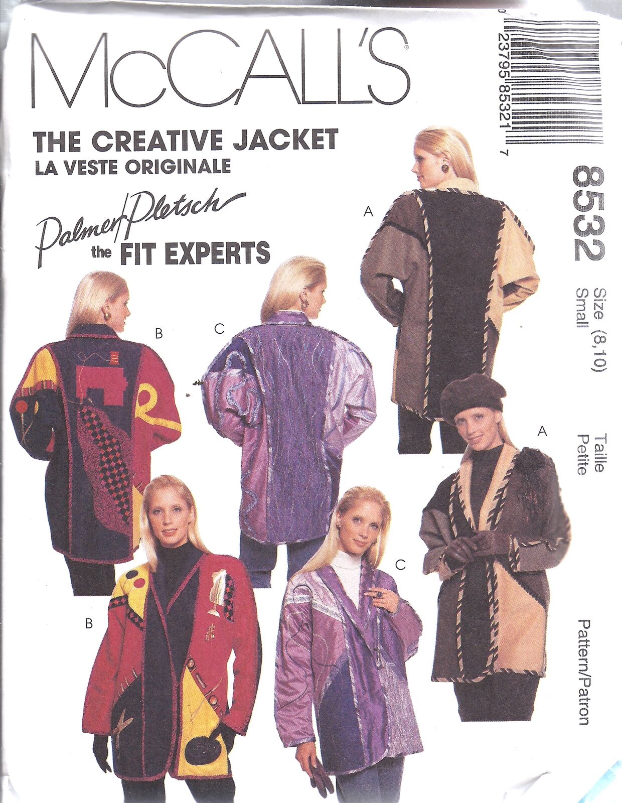8532 UNCUT McCalls SEWING Pattern Creative Jacket Palmer Pletsch FF OOP SEW FF