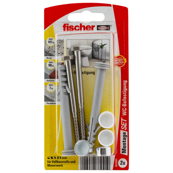 Fischer 553883 WC-mounting Kit: 2 Dowels 2 Screws Caps Included