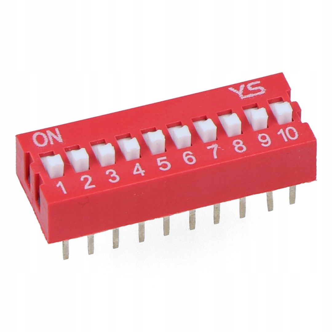 Przełącznik Dip Switch 10-polowy Czerwony